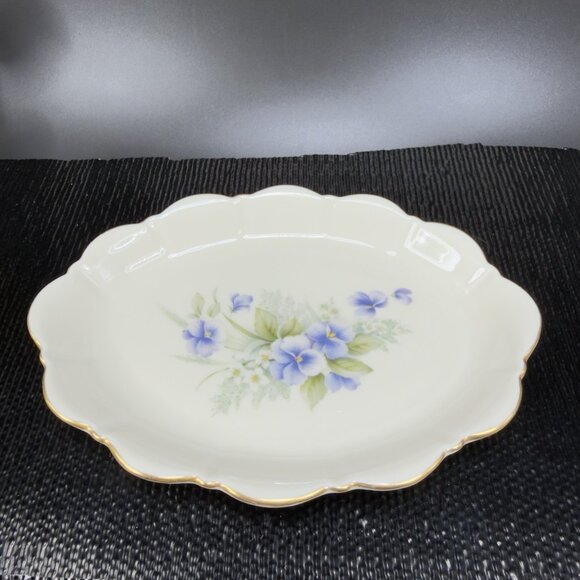 Vintage Pickard Fine China Porcelain Trinket Dish Tray USA Decorated Blue Flower - Picture 9 of 10